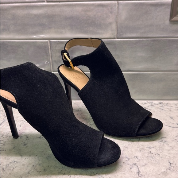 TORY BURCH: Britannia Tuxedo Suede Black Bootie Size 8.5 pumps shoes heels - Picture 7 of 9